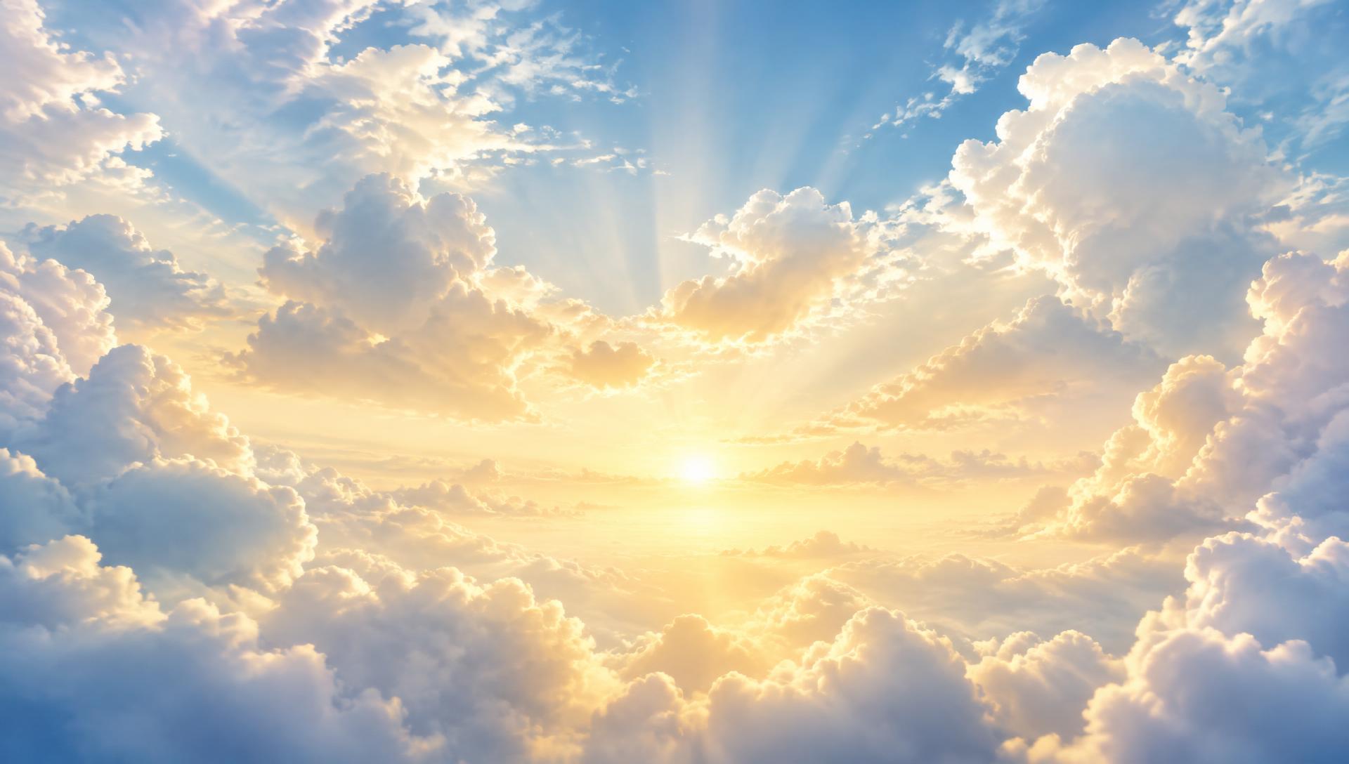 Sunlight breaking through soft heavenly clouds